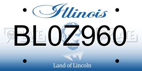 BL0Z960 Illinois License Plate