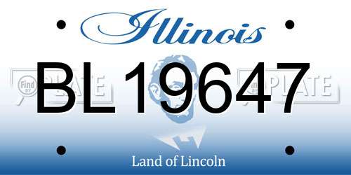 BL19647 Illinois License Plate
