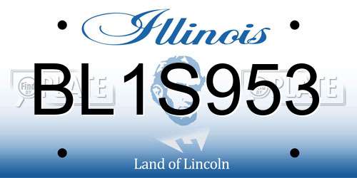 BL1S953 Illinois License Plate