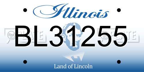 BL31255 Illinois License Plate