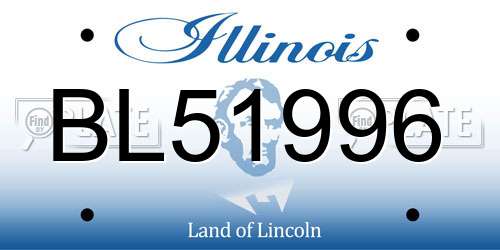 BL51996 Illinois License Plate