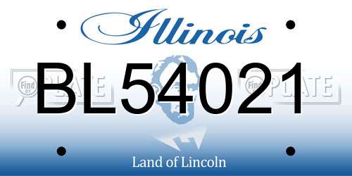 BL54021 Illinois License Plate