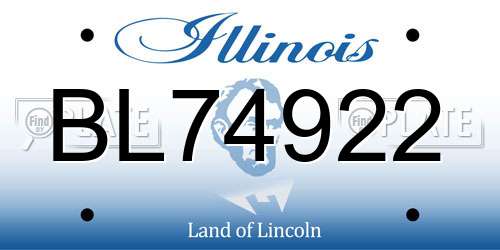 BL74922 Illinois License Plate