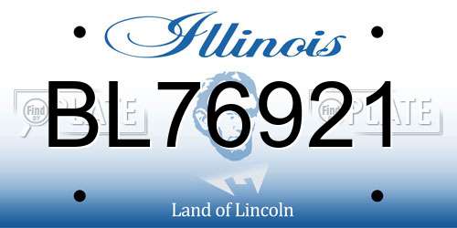 BL76921 Illinois License Plate
