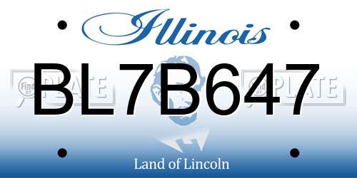 BL7B647 Illinois License Plate