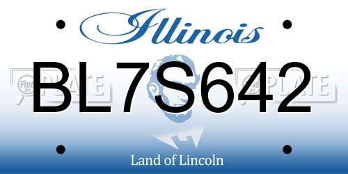BL7S642 Illinois License Plate