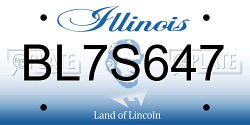 BL7S647 Illinois License Plate