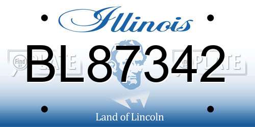 BL87342 Illinois License Plate