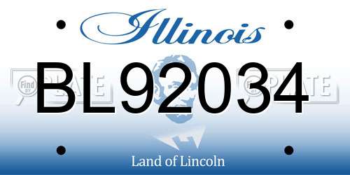 BL92034 Illinois License Plate