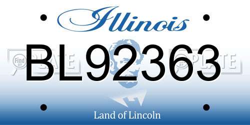 BL92363 Illinois License Plate