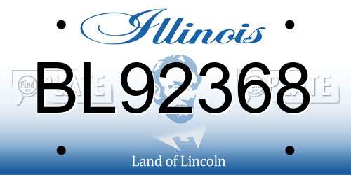 BL92368 Illinois License Plate