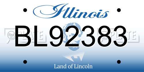 BL92383 Illinois License Plate