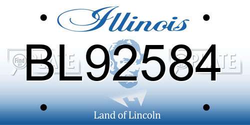 BL92584 Illinois License Plate