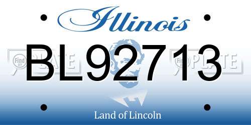 BL92713 Illinois License Plate