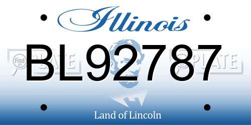 BL92787 Illinois License Plate