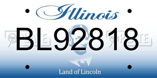BL92818 Illinois License Plate