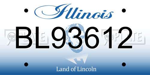BL93612 Illinois License Plate