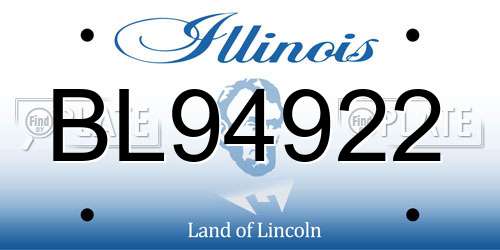 BL94922 Illinois License Plate