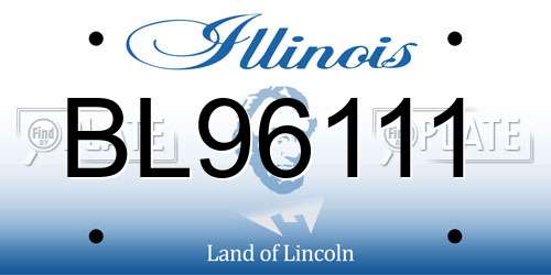 BL96111 Illinois License Plate