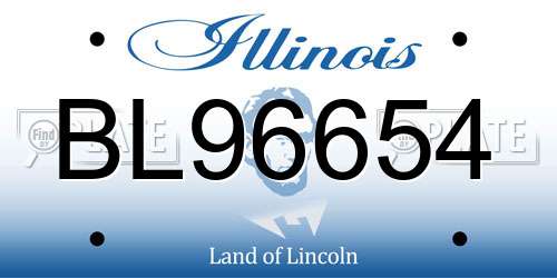 BL96654 Illinois License Plate