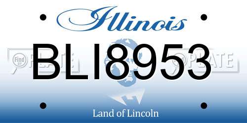 BLI8953 Illinois License Plate