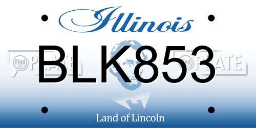 BLK853 Illinois License Plate