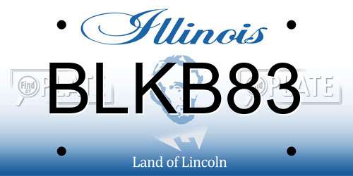 BLKB83 Illinois License Plate