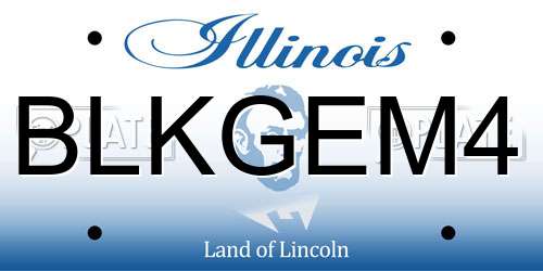 BLKGEM4 Illinois License Plate