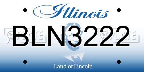 BLN3222 Illinois License Plate