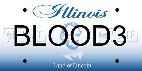 BLOOD3 Illinois License Plate
