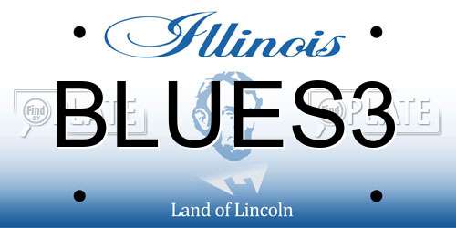 BLUES3 Illinois License Plate