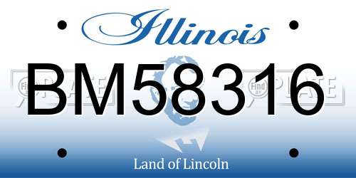 BM58316 Illinois License Plate