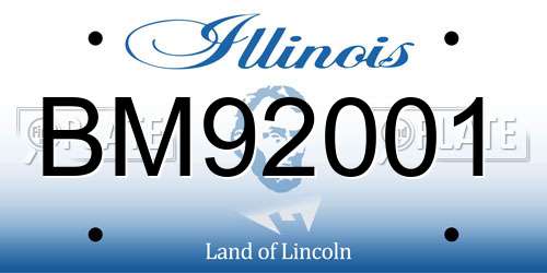 BM92001 Illinois License Plate
