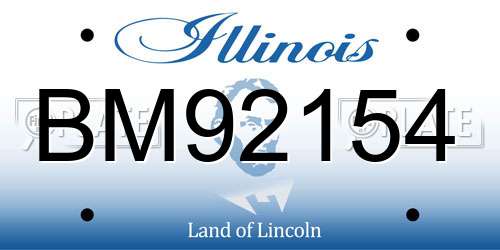 BM92154 Illinois License Plate