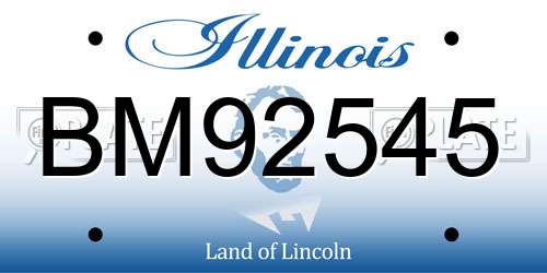 BM92545 Illinois License Plate