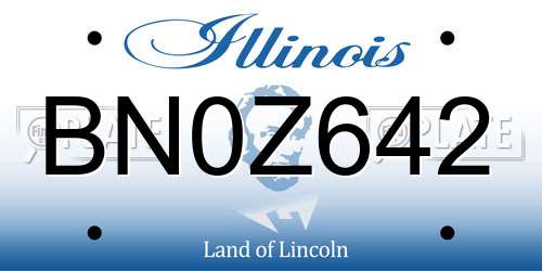 BN0Z642 Illinois License Plate