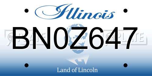 BN0Z647 Illinois License Plate
