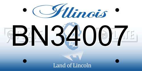 BN34007 Illinois License Plate