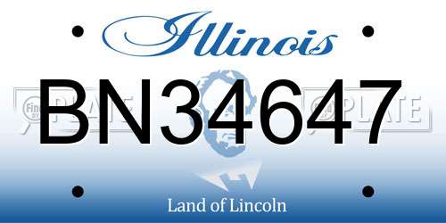 BN34647 Illinois License Plate