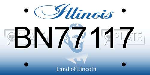 BN77117 Illinois License Plate
