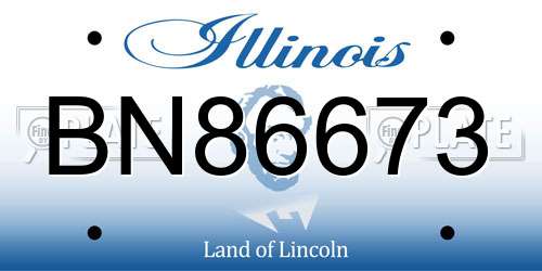 BN86673 Illinois License Plate