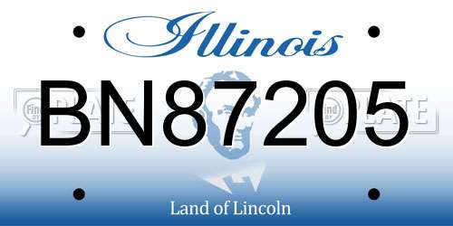 BN87205 Illinois License Plate