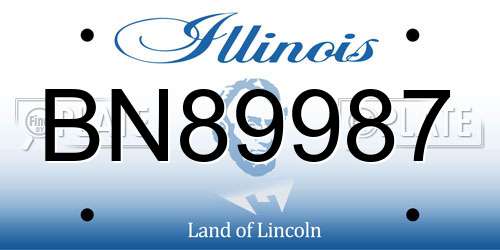 BN89987 Illinois License Plate
