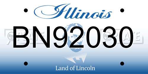 BN92030 Illinois License Plate