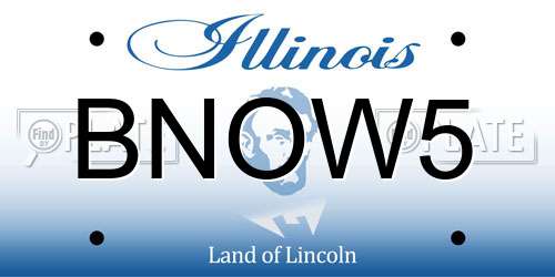 BNOW5 Illinois License Plate
