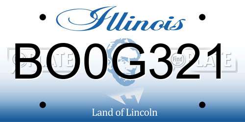BO0G321 Illinois License Plate