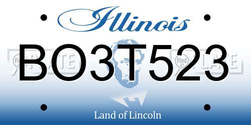 BO3T523 Illinois License Plate
