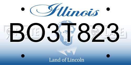 BO3T823 Illinois License Plate