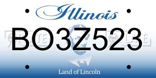 BO3Z523 Illinois License Plate