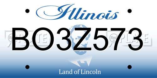 BO3Z573 Illinois License Plate
